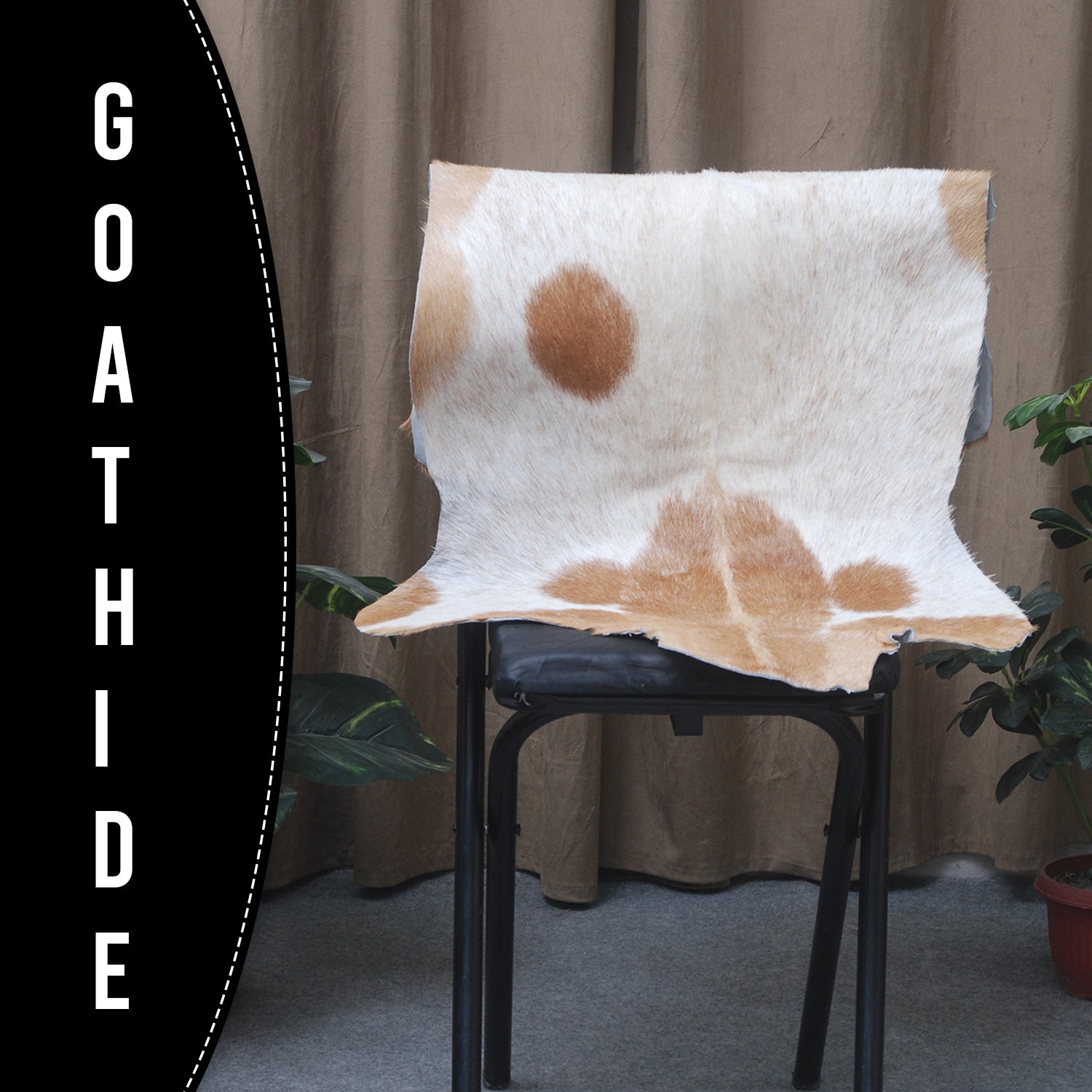 Elegant Brown and White Goat Hide Rug - Perfect Accent for Living Room or Bedroom