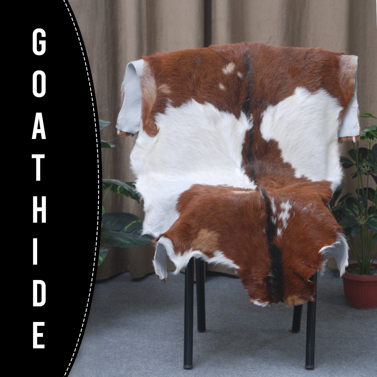 Handcrafted Dark Brown Goat Skin Rug - Genuine Leather for Luxurious Décor