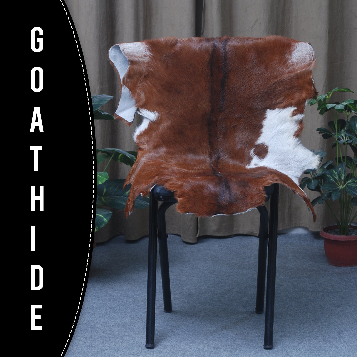 Premium Dark Brown Goat Skin Rug - Rustic Charm for Modern and Classic Interiors