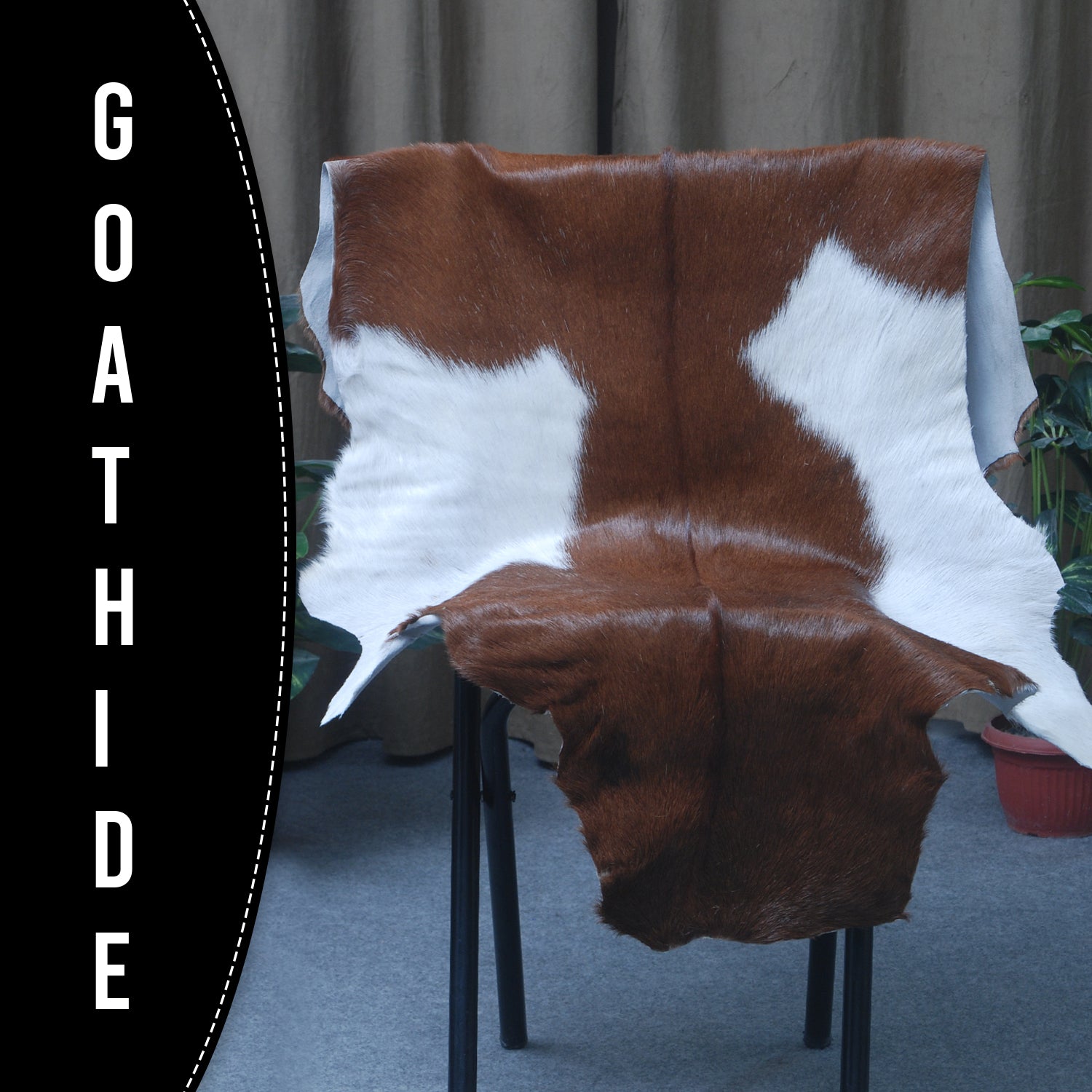 Handcrafted Dark Brown Goat Skin Rug - Genuine Leather for Luxurious Décor