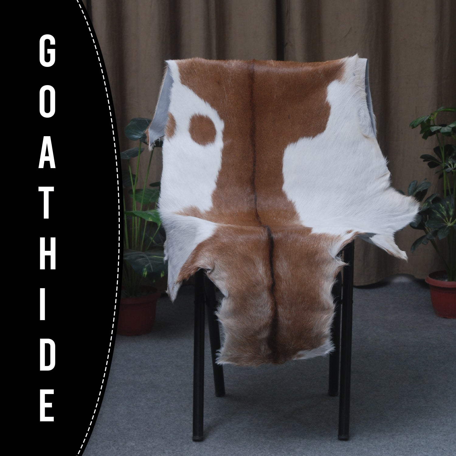 Elegant Dark Brown Goat Skin Rug - Natural Hair-On Accent for Floors or Walls