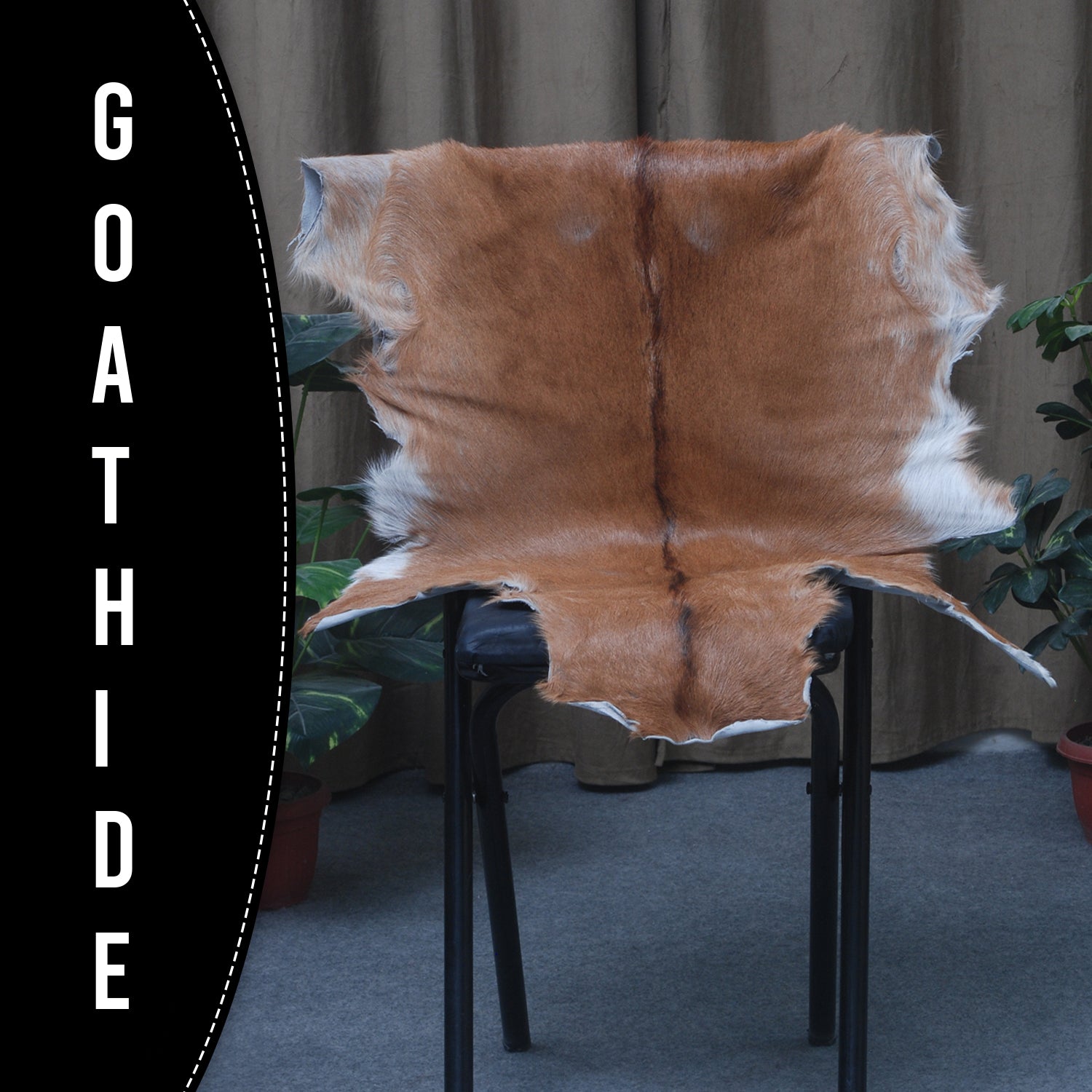 Luxury Brown & White Goat Hide Rug | Premium Hair-On Skin | Handpicked - Handcrafted | Non-Slip Suede Back | Sustainable - Eco-Friendly