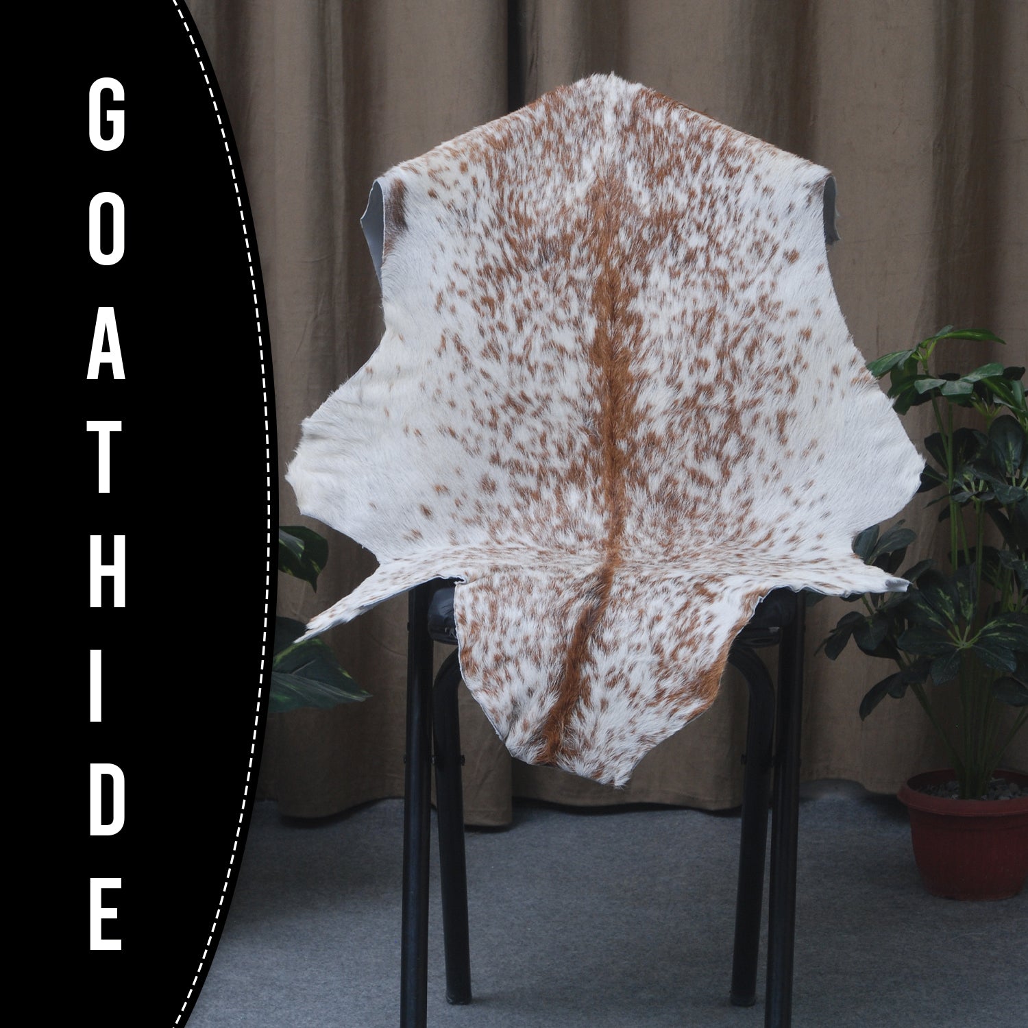 Authentic Hair-On Goat Skin Rug - Brown and White Pattern for Stylish Interiors