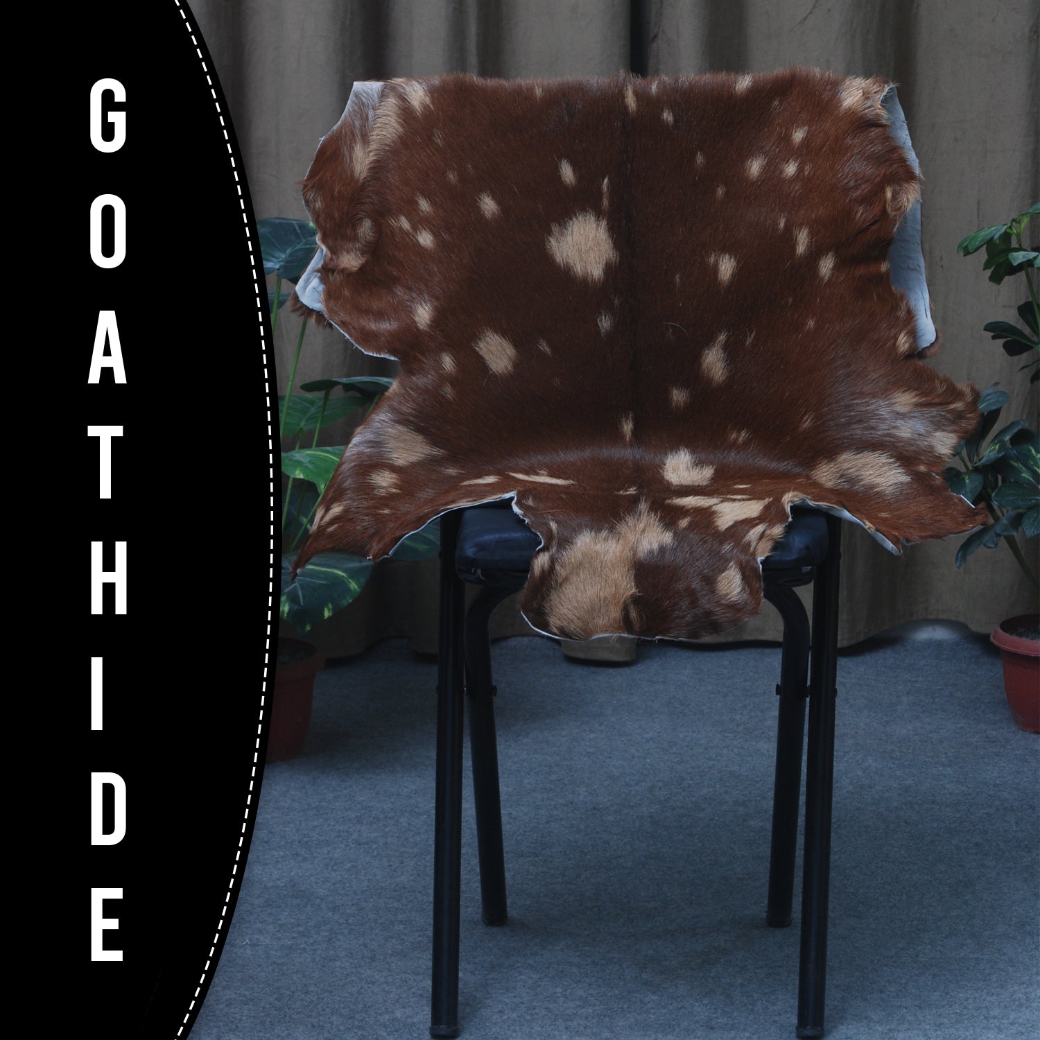 Handcrafted Dark Brown Goat Skin Rug – Authentic Elegance for Your Home