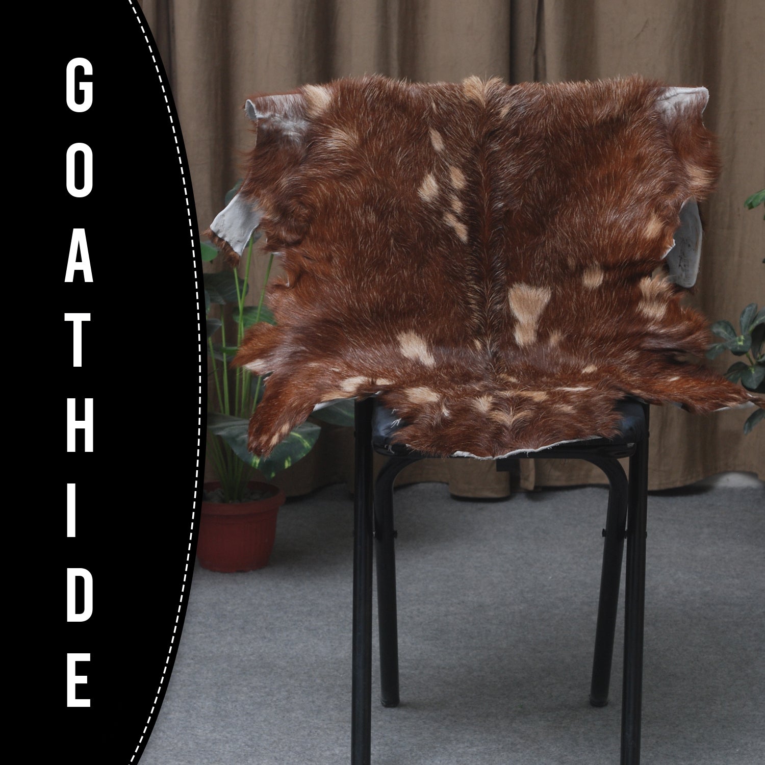 Natural Tri-Color Goat Hide Rug - Luxurious Accent for Rustic and Modern Spaces