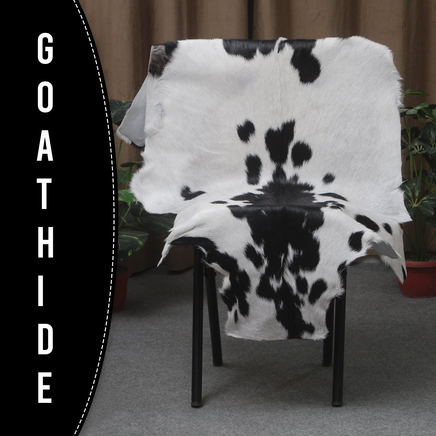 Stylish Black and White Goat Hide Rug - Unique Natural Pattern for Modern Homes