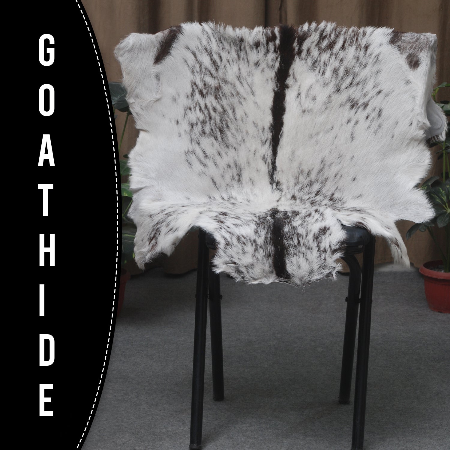 Goat Skin Rug, Black and white Handpicked for Quality, Unique Piece for Sale, Fast UK Delivery