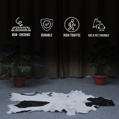 Hair-On Goat Skin Rug - Black and White Design for Unique Living Spaces