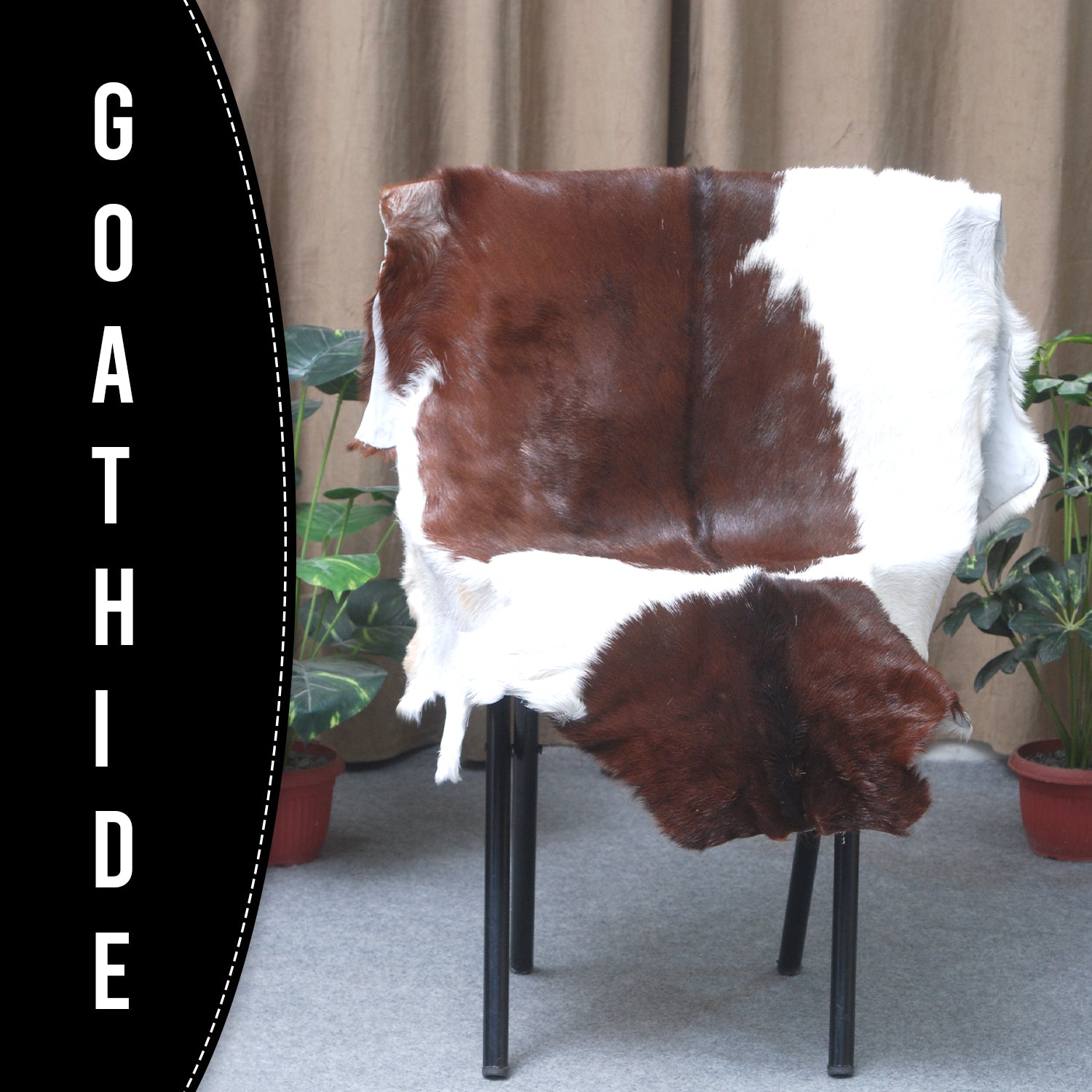 Stylish Dark Brown Goat Hide Rug - Perfect Accent for Contemporary Homes
