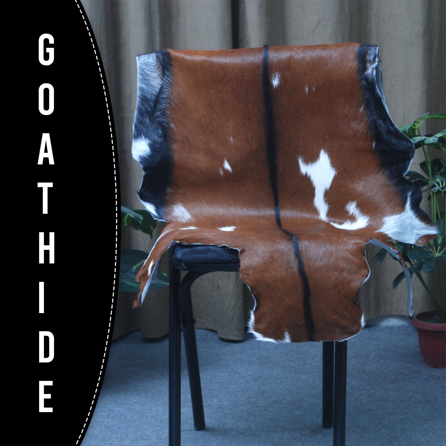 Premium Dark Brown Goat Skin Rug - Rustic Charm for Modern and Classic Interiors