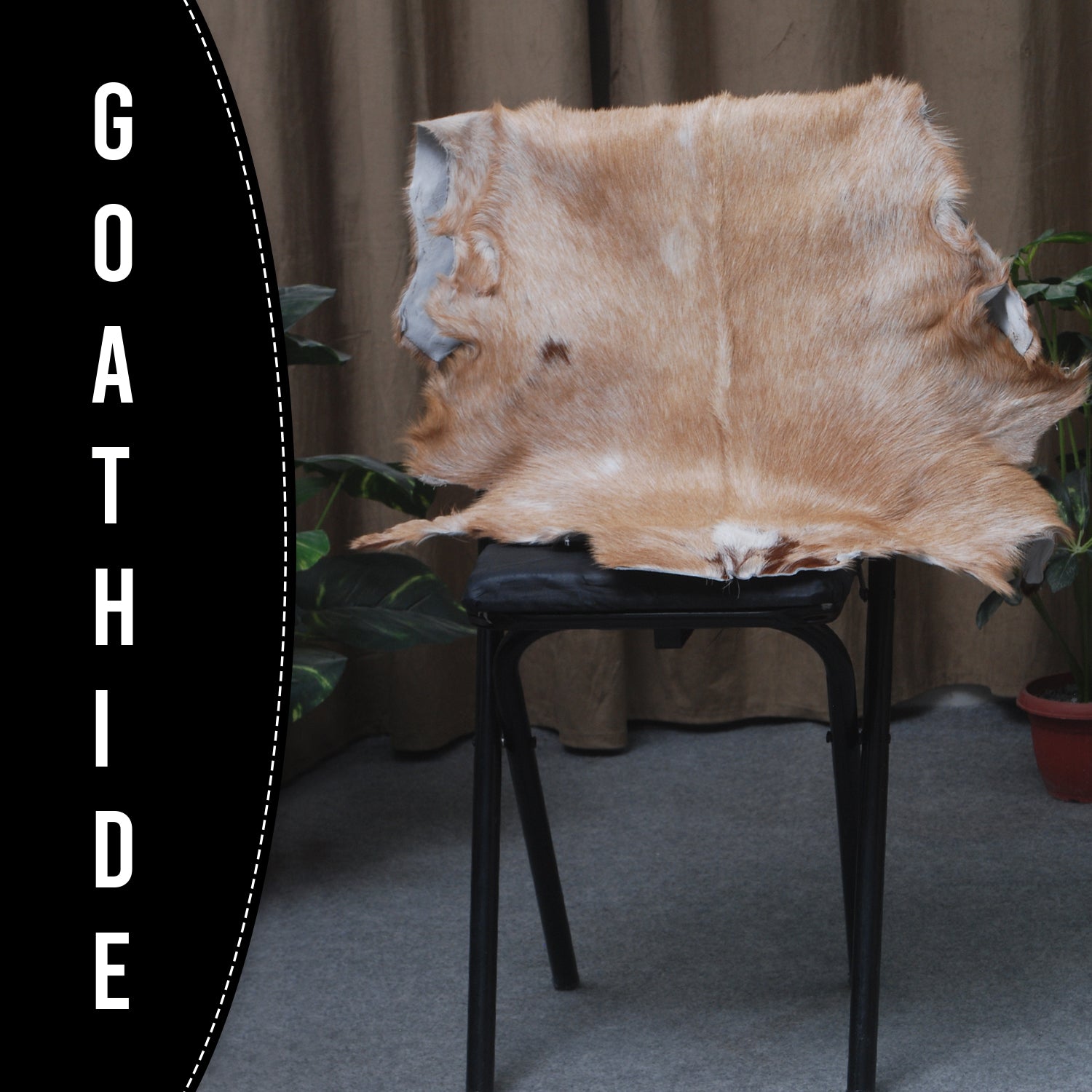 Elegant Brown and White Goat Hide Rug - Perfect Accent for Living Room or Bedroom