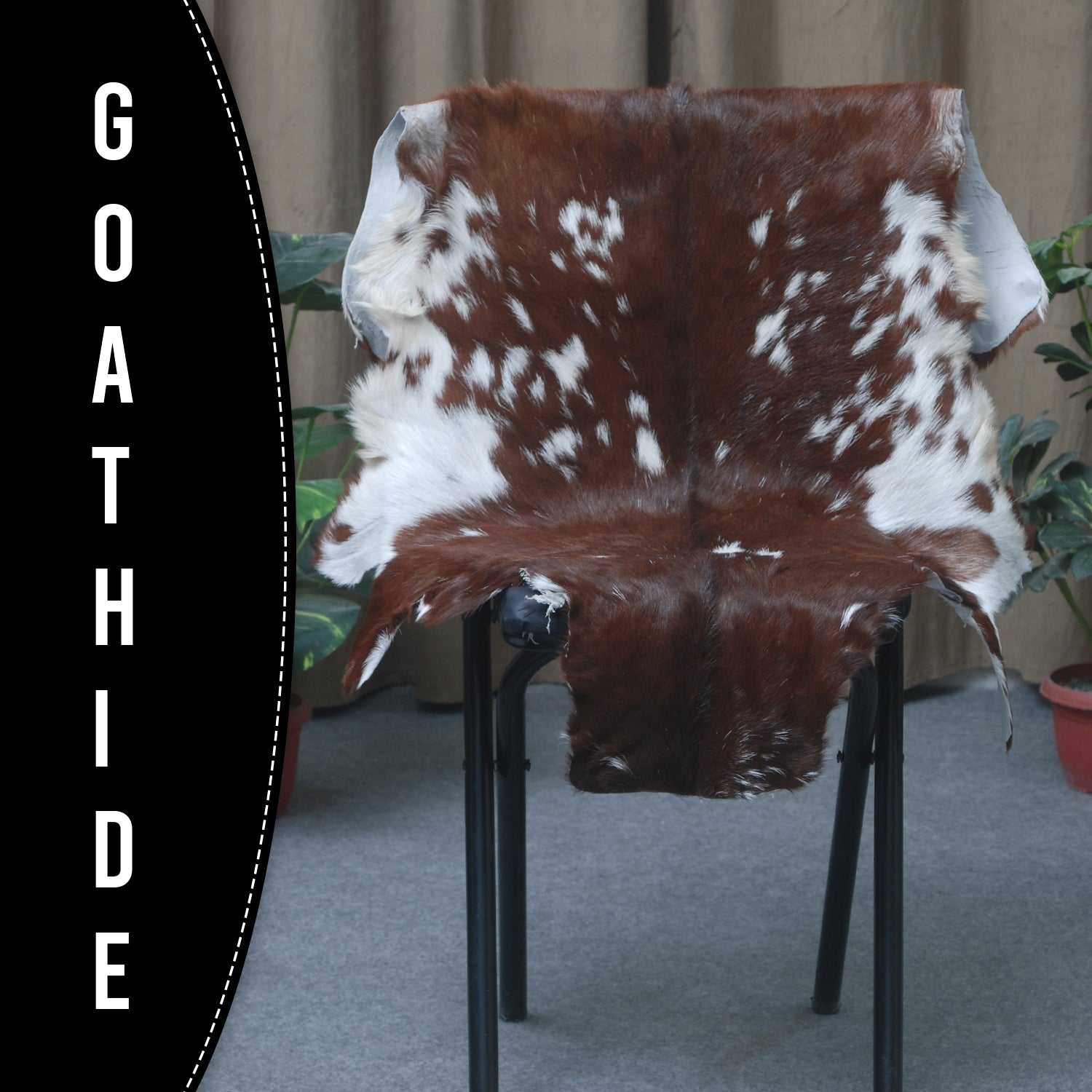 Premium Dark Brown Goat Hide Rug - Soft and Durable for Sophisticated Interiors