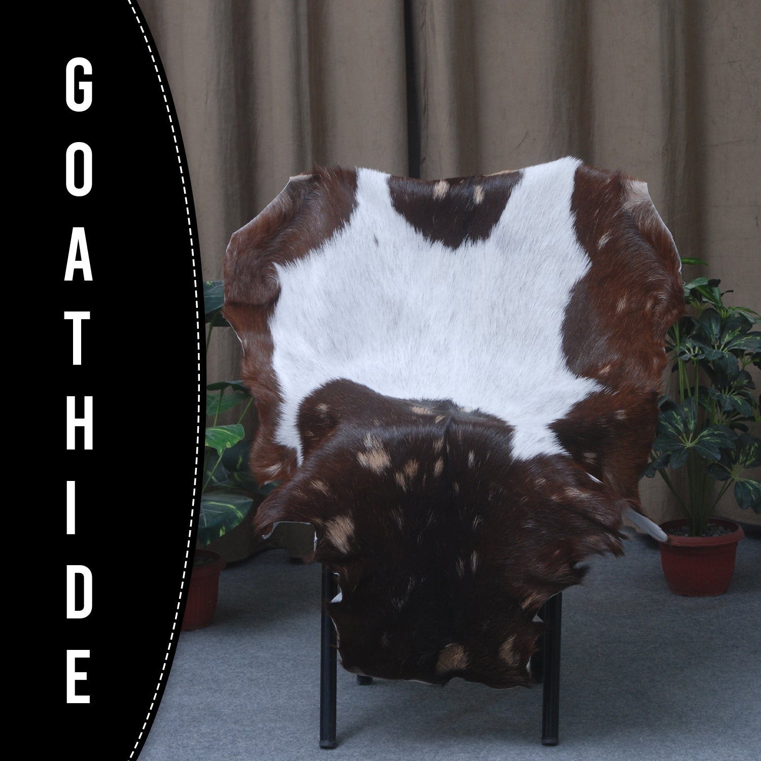 Decorative Brown and White Goat Hide Rug - Perfect for Floor or Wall Accents