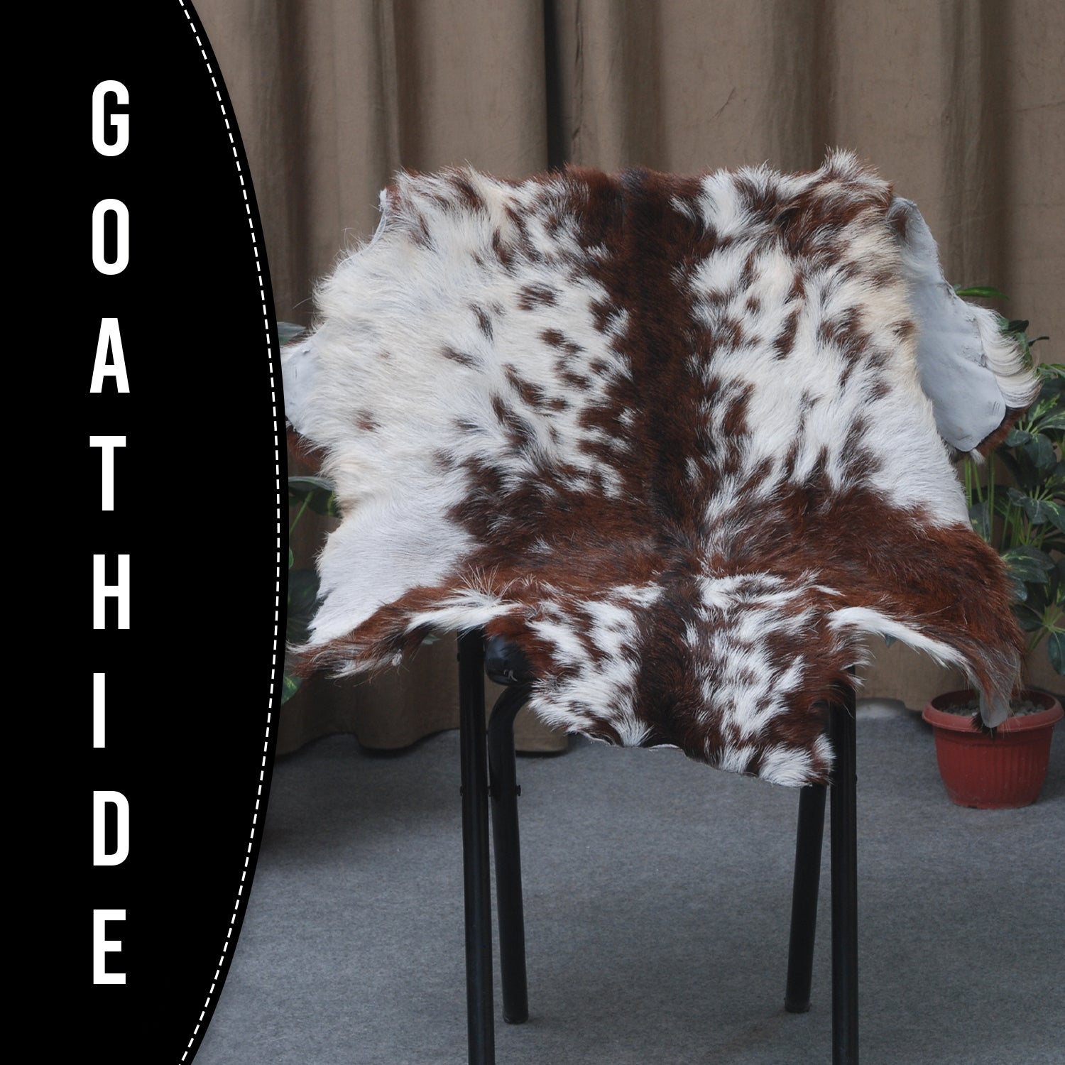 Premium Dark Brown Goat Hide Rug - Soft and Durable for Sophisticated Interiors