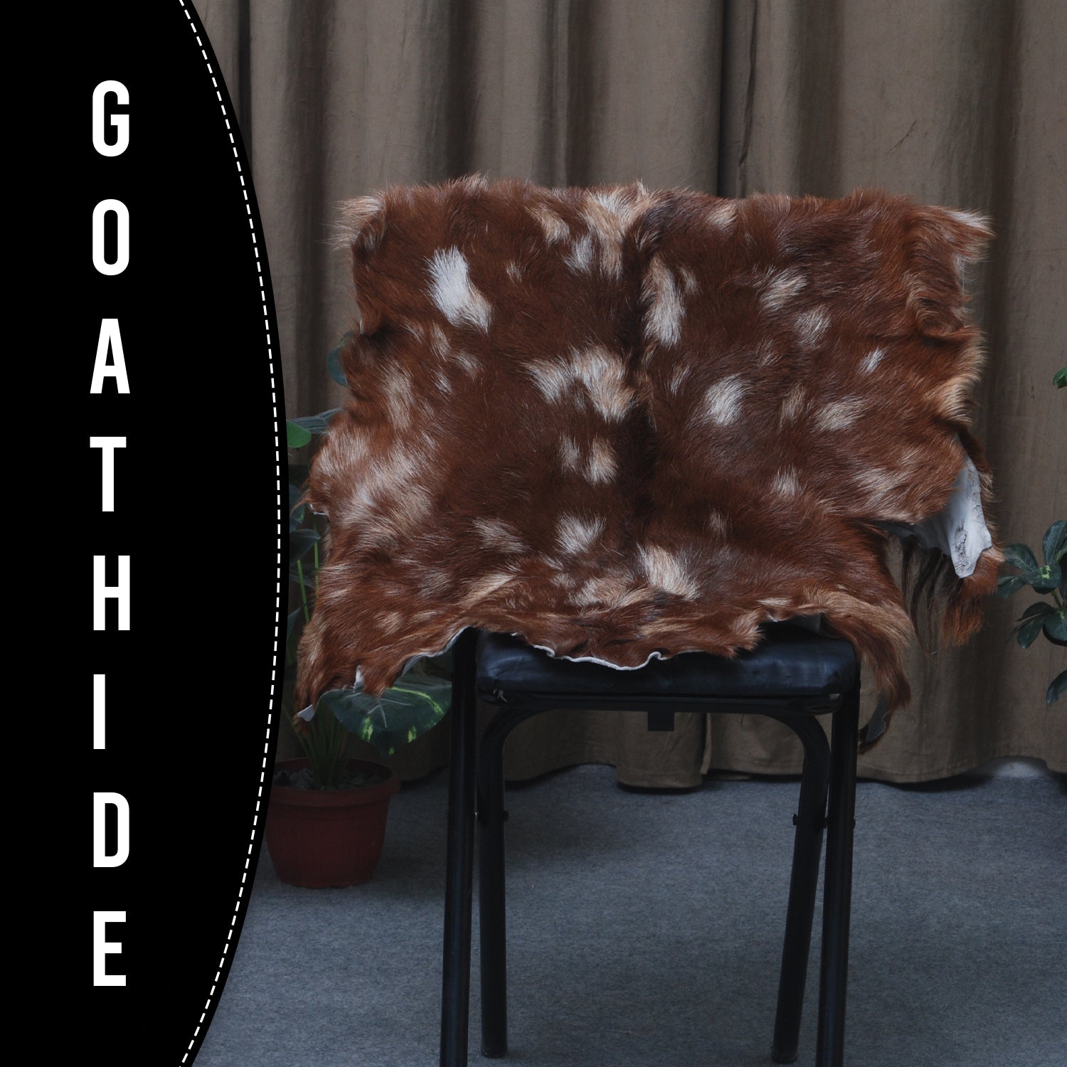 Premium Dark Brown Goat Skin Rug - Durable and Stylish Accent for Any Room