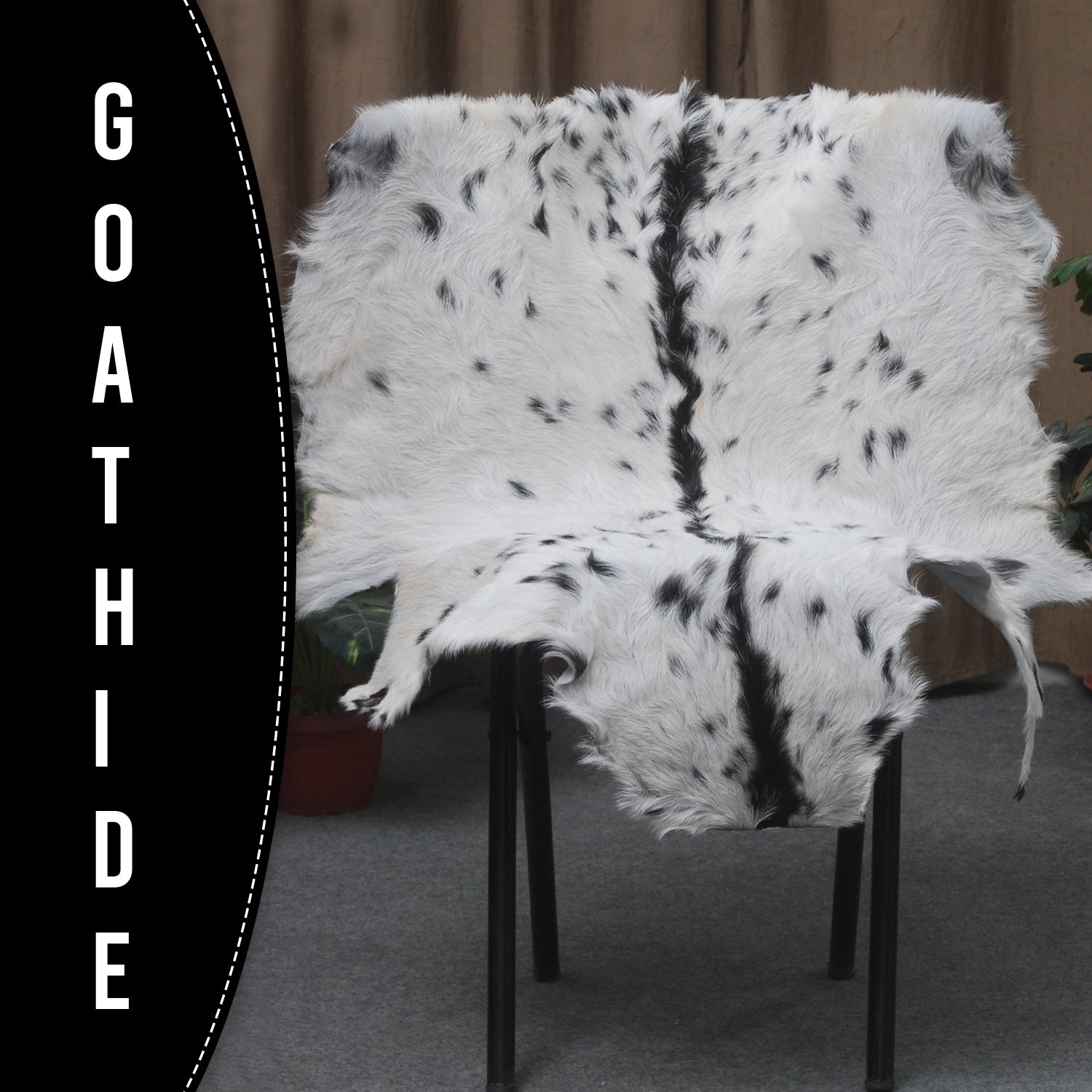 Goat Skin Rug, Black and white Handpicked for Quality, Unique Piece for Sale, Fast UK Delivery