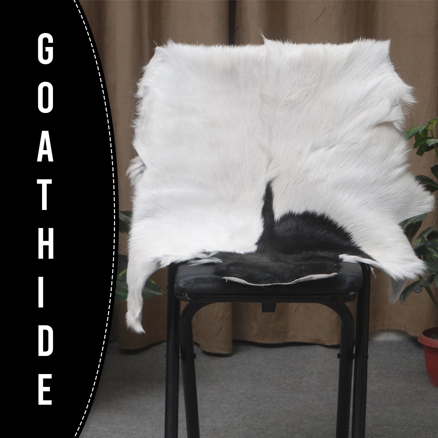 Rustic Black and White Goat Hide Rug - Perfect for Floor or Wall Décor