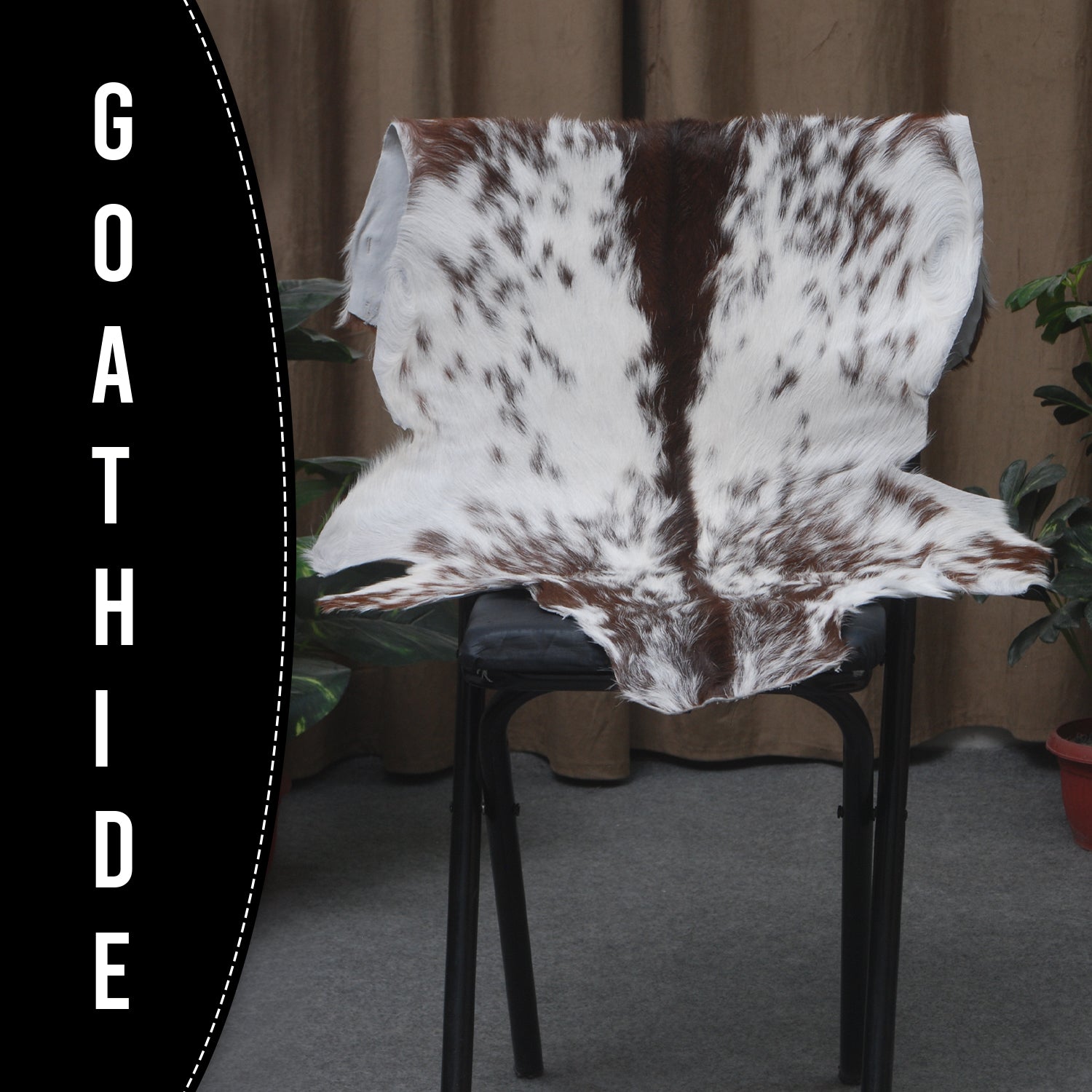 Handcrafted Tri-Color Goat Skin Rug - Soft and Durable for Elegant Interiors