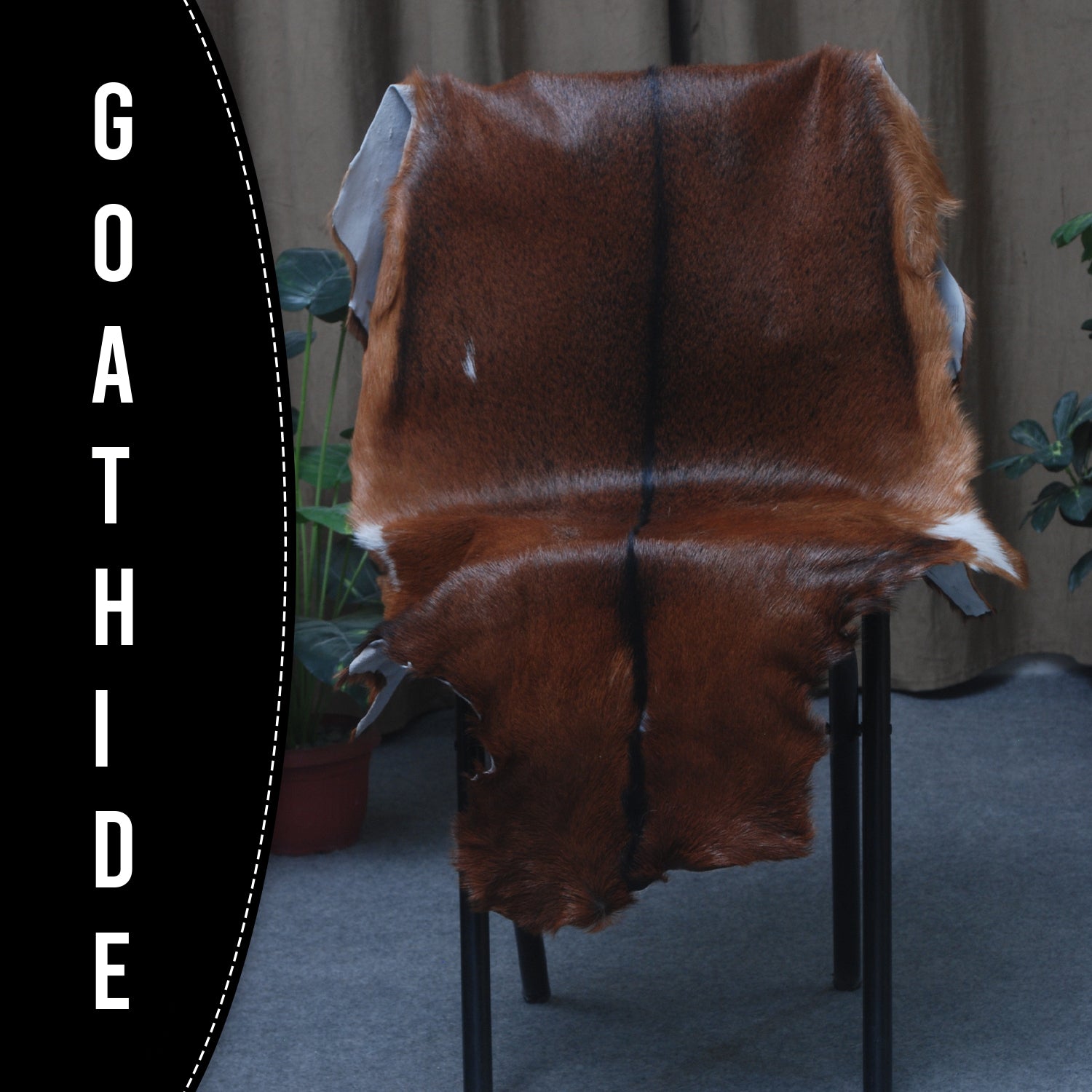 Dark Brown Rug - Soft, Durable, and Eco-Friendly - Handmade Pure Goat Skin Floor Rug - Non-Slip Suede Back