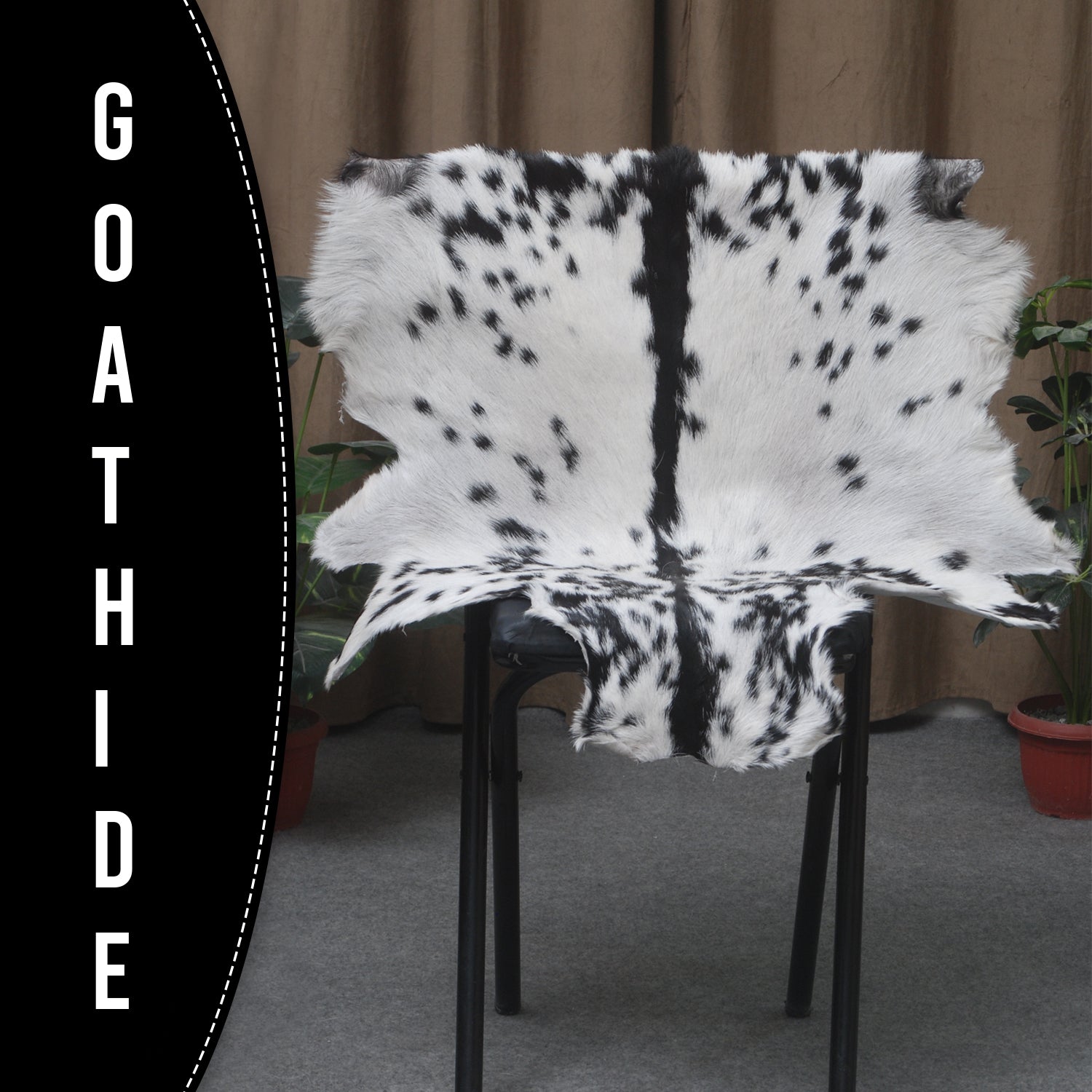 Black and White Handmade Goat Skin Rug – Natural Luxury for Your Home