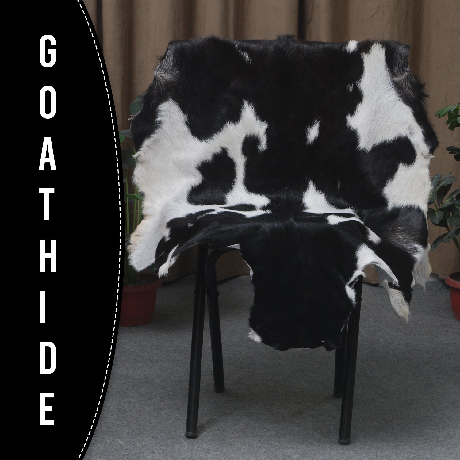 Black and White Handmade Goat Skin Rug – Natural Luxury for Your Home