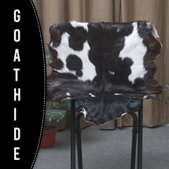 Premium Black and White Goat Skin Rug - Genuine Hair-On Leather for Home Décor