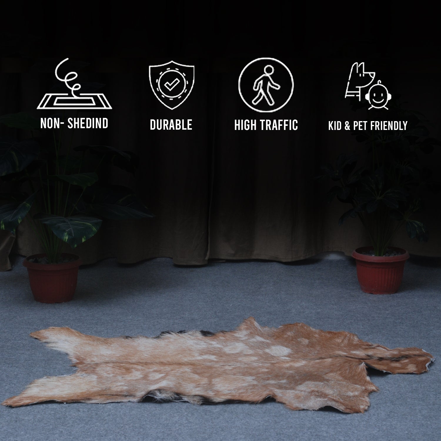 Celestial Tan Skin Rug - Soft, Durable, and Eco-Friendly - Handmade Pure Goat Skin Floor Rug - Non-Slip Suede Back