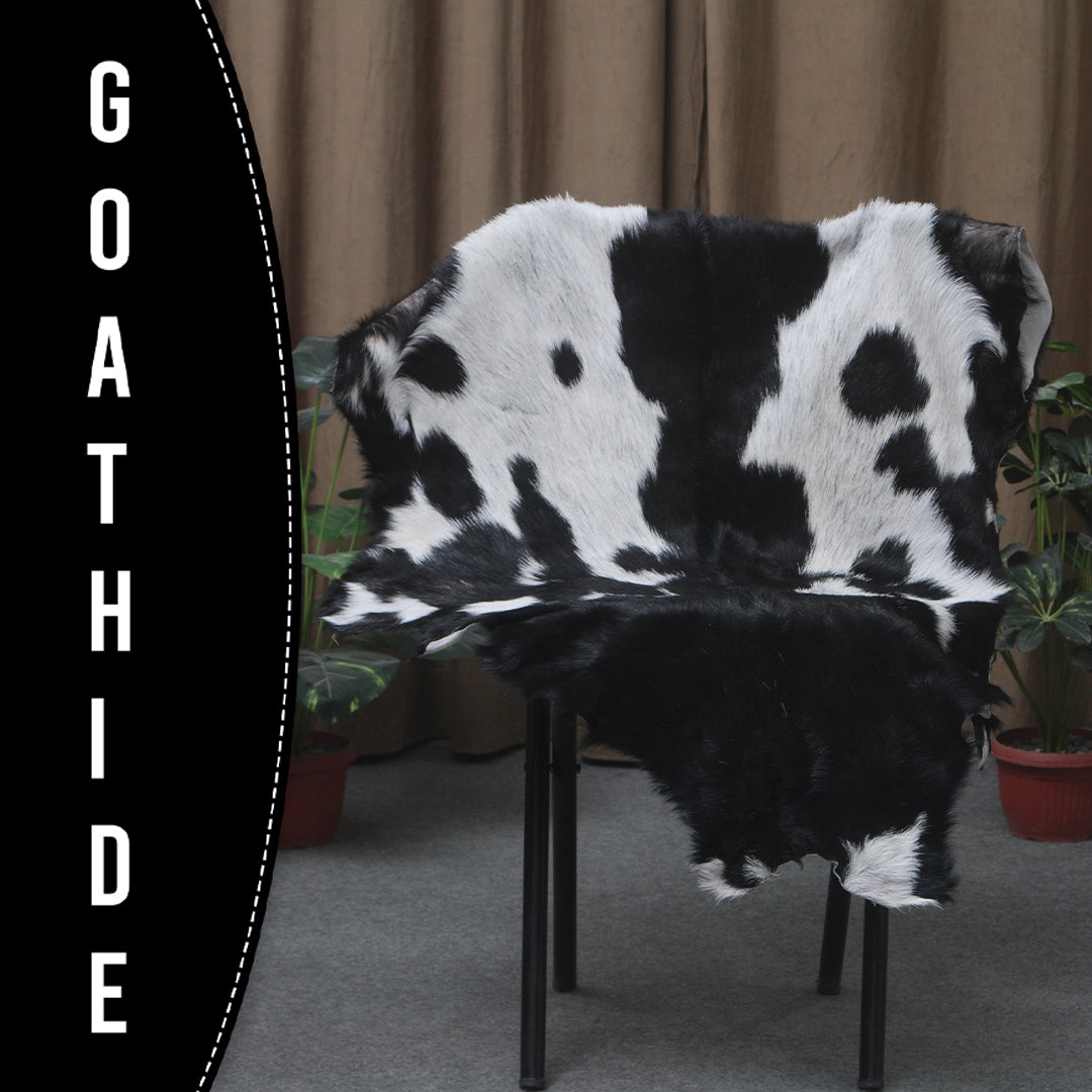 Natural Black and White Goat Hide Rug - Luxurious and Stylish Floor Accent