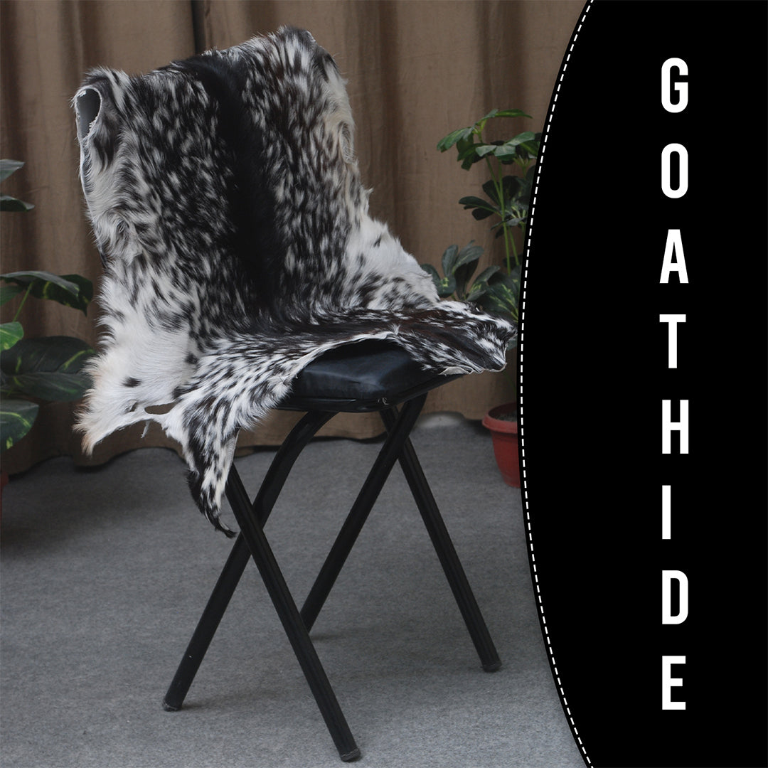 Stunning Luxury Black & White Goat Skin Rug - Handmade, Soft & Hypoallergenic, Non-shedding, Eco-friendly, Unique Colour Variations - Celestial Leather Limited