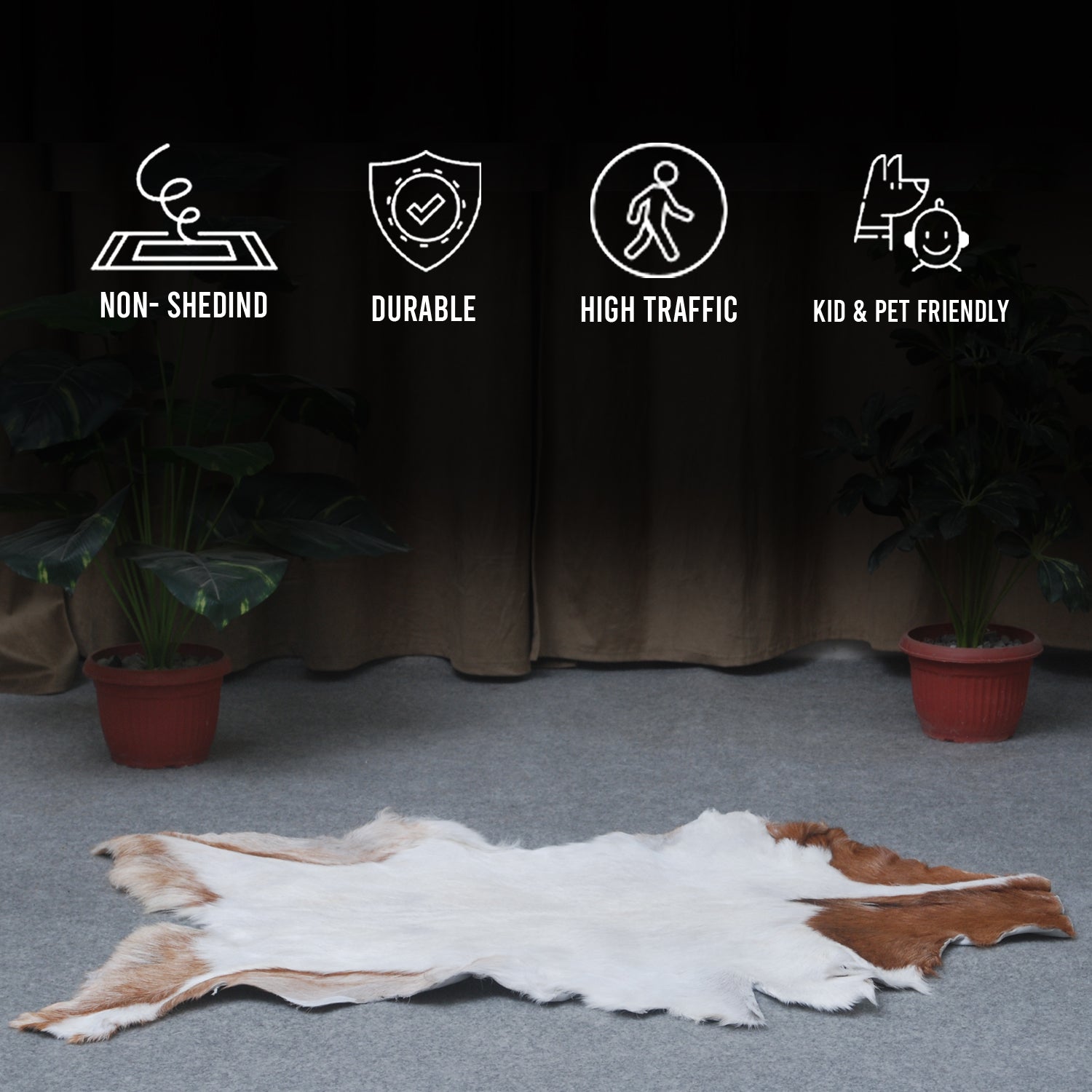 Decorative Dark Brown Goat Skin Rug - Luxurious Touch for Living Spaces