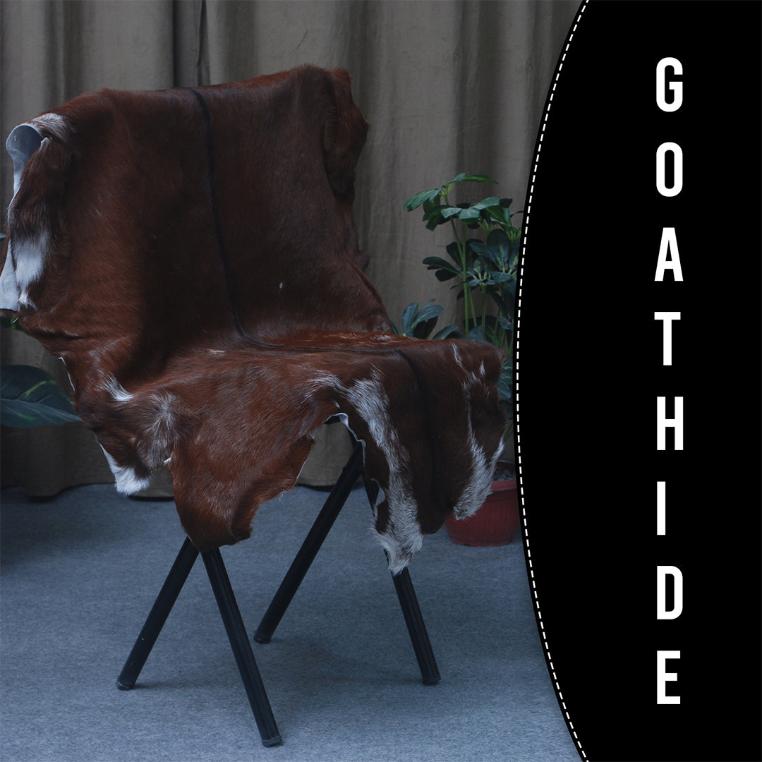 Premium Dark Brown Goat Skin Rug - Durable and Stylish Accent for Any Room