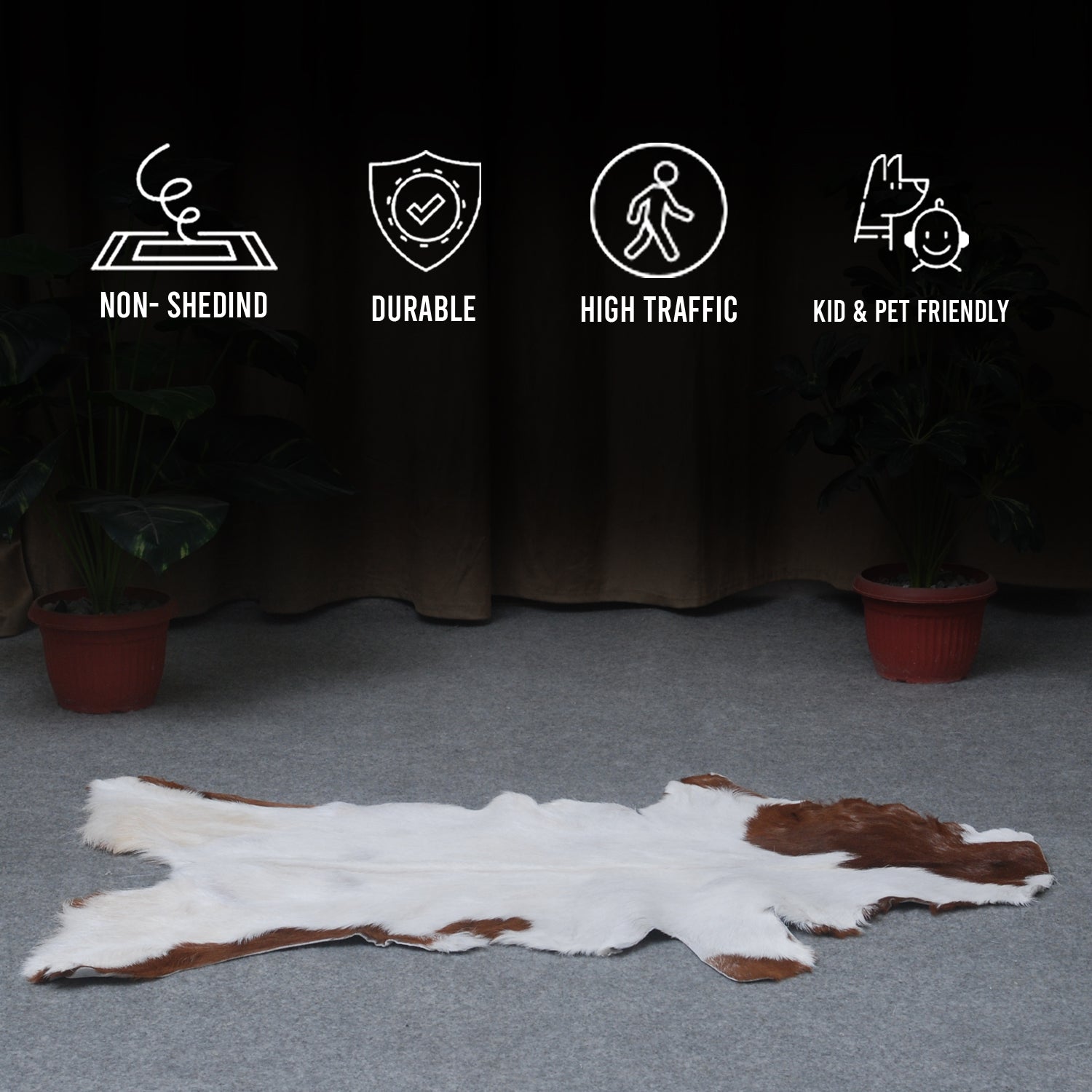 Handcrafted Dark Brown Goat Skin Rug – Authentic Elegance for Your Home