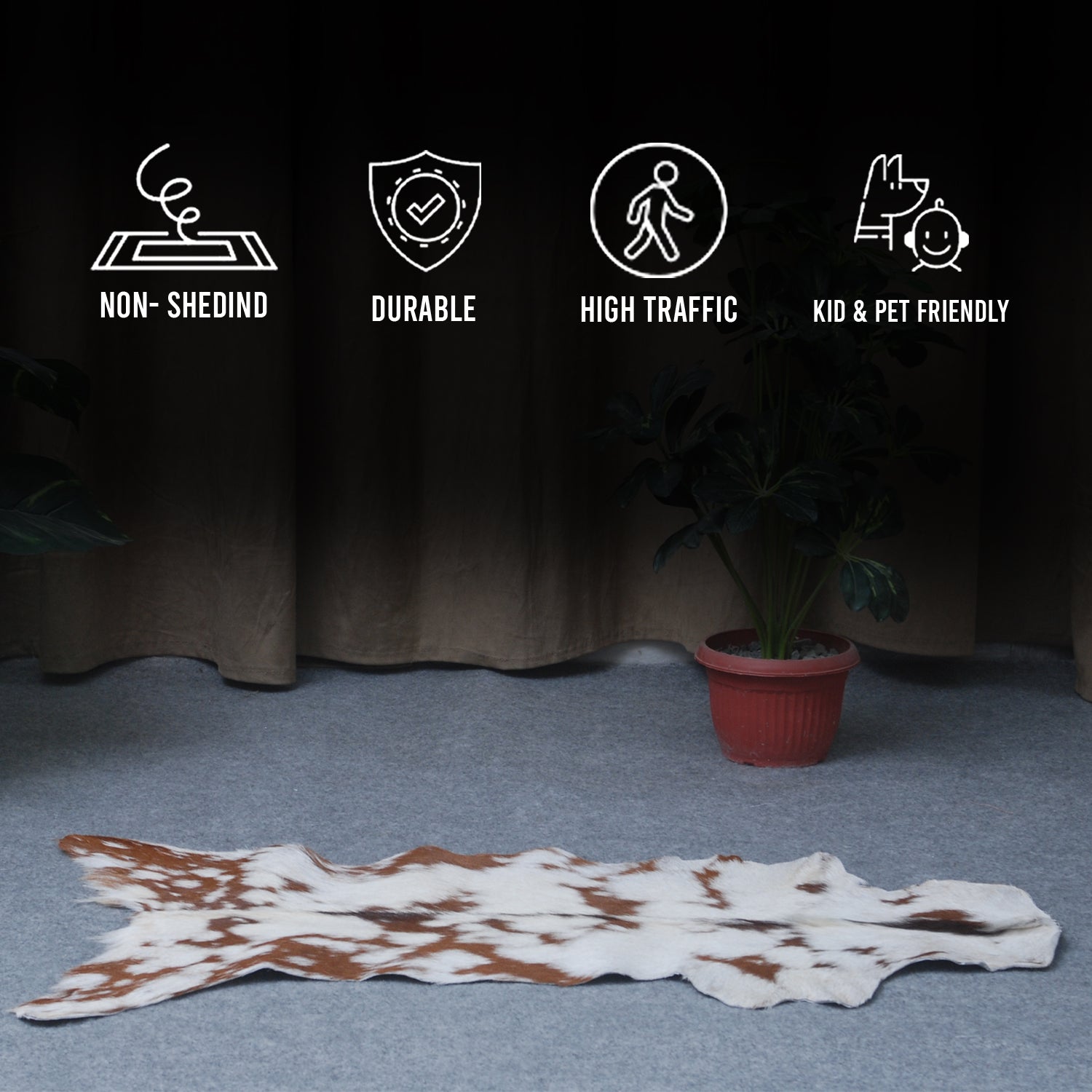 Stylish Dark Brown Goat Hide Rug - Perfect Accent for Contemporary Homes