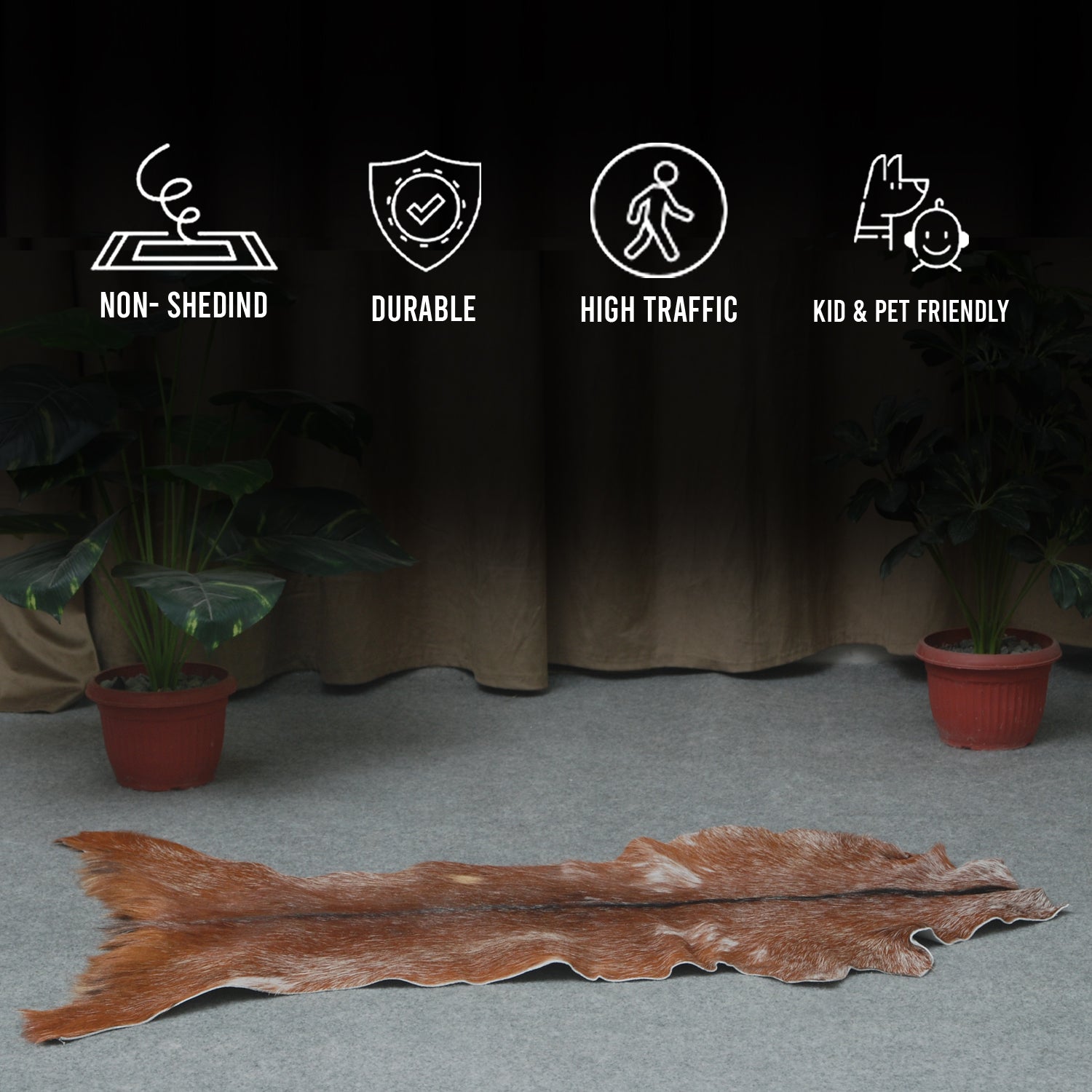 Luxury Brown & White Goat Hide Rug | Handcrafted Premium Goat Skin Rug | Eco-Friendly - Sustainable | Hypoallergenic - Non-Shedding - Celestial Leather Limited