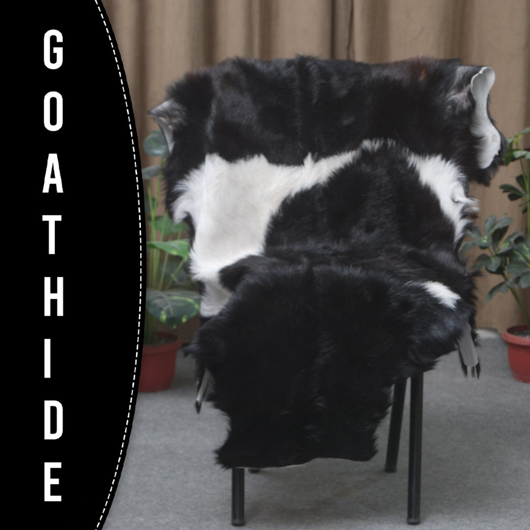 Hair-On Goat Skin Rug - Black and White Design for Unique Living Spaces