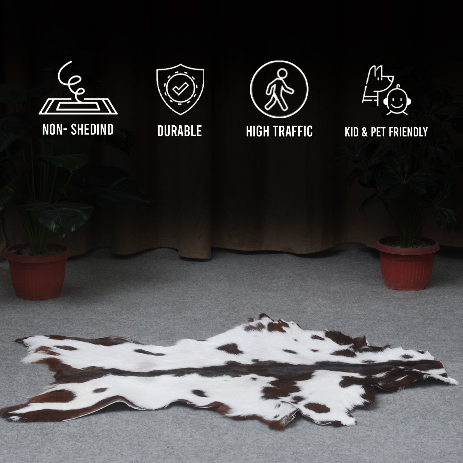 Natural Dark Brown Goat Skin Rug – Authentic Elegance for Your Home