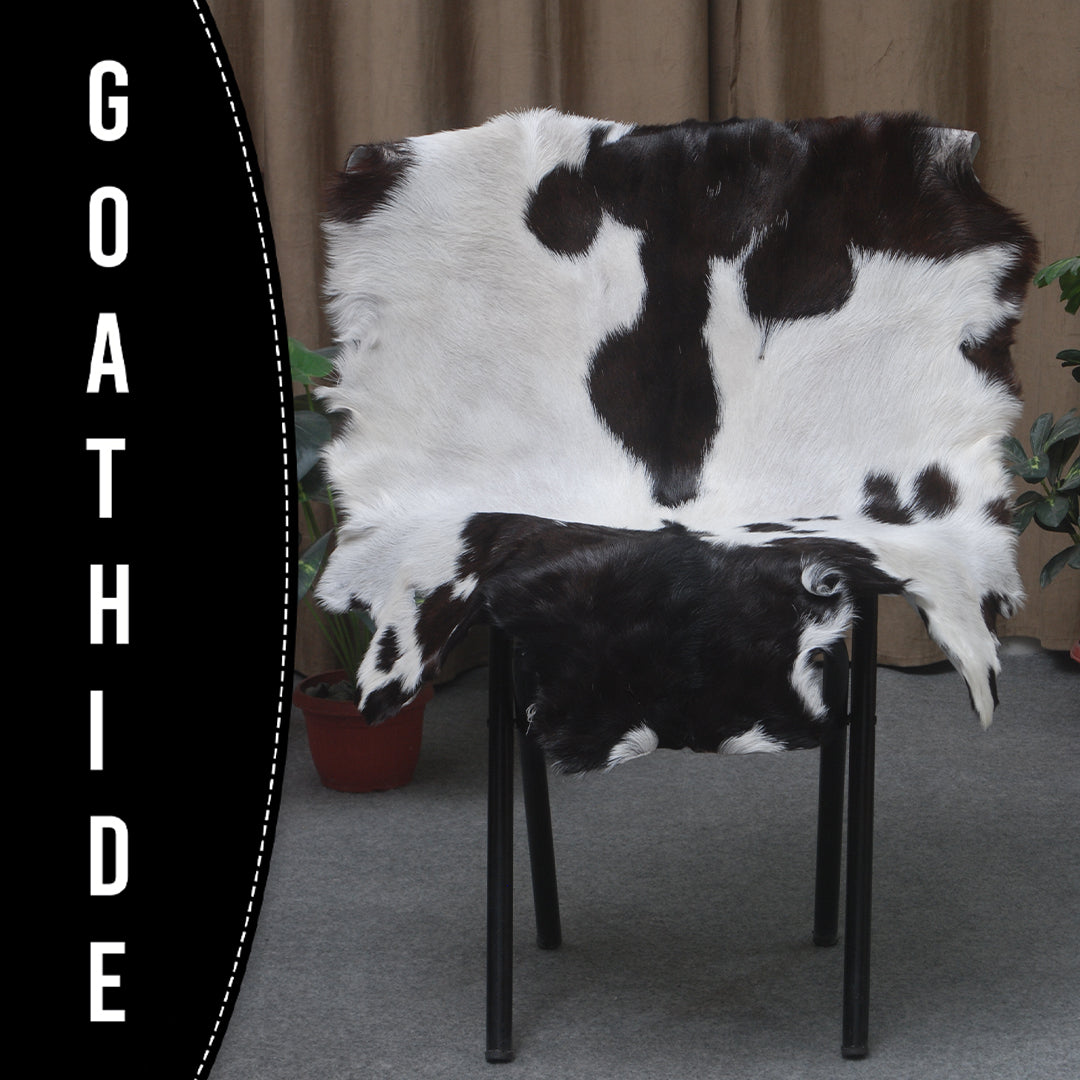 Luxury Black & White Goat Skin Rug Wall Decor - Natural Hair On Leather, Soft and Hypoallergenic - Sustainable Eco-Friendly Home Accent - Celestial Leather Limited