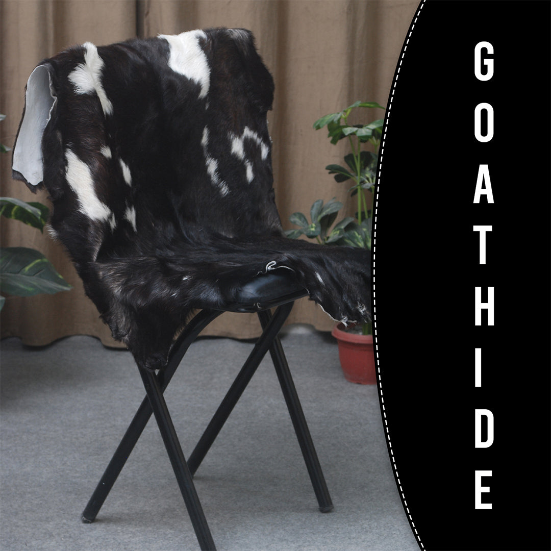 Goat Skin Rug, Black and white Handpicked for Quality, Unique Piece for Sale, Fast UK Delivery