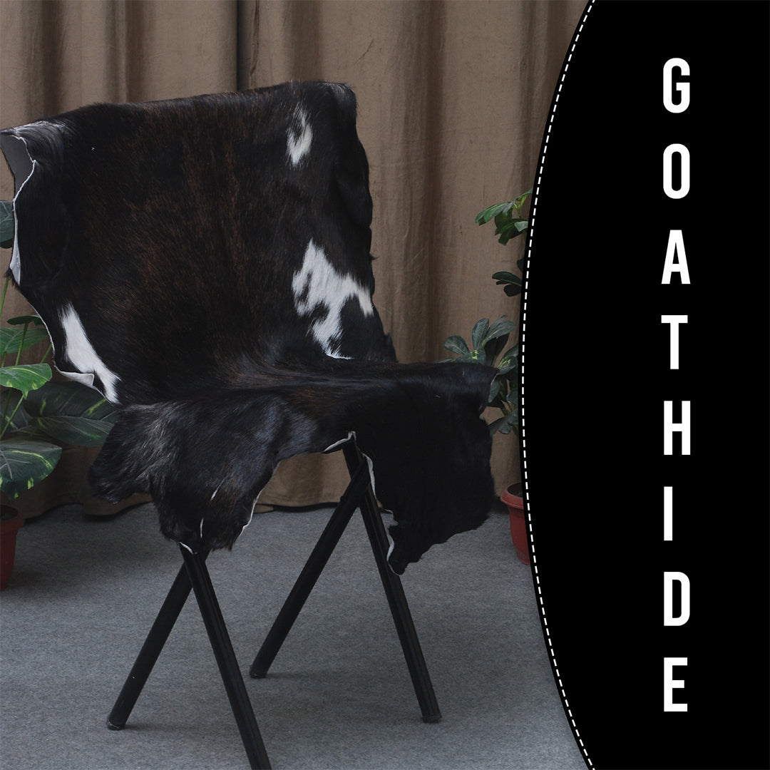 Luxurious Black & White Goat Skin Rug - Handmade, Soft & Hypoallergenic - Eco-friendly, Non-shedding, Unique Art Piece for Home Décor