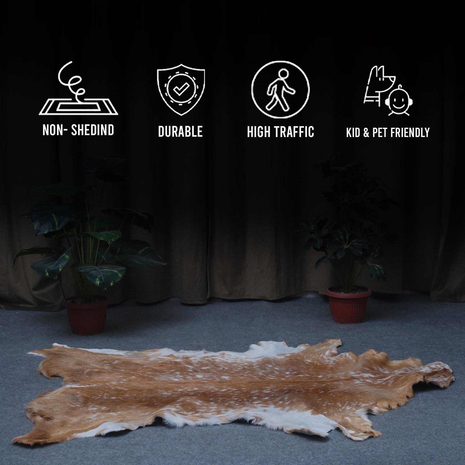 Natural Brown and White Goat Hide Rug - Luxurious Accent for Modern Homes