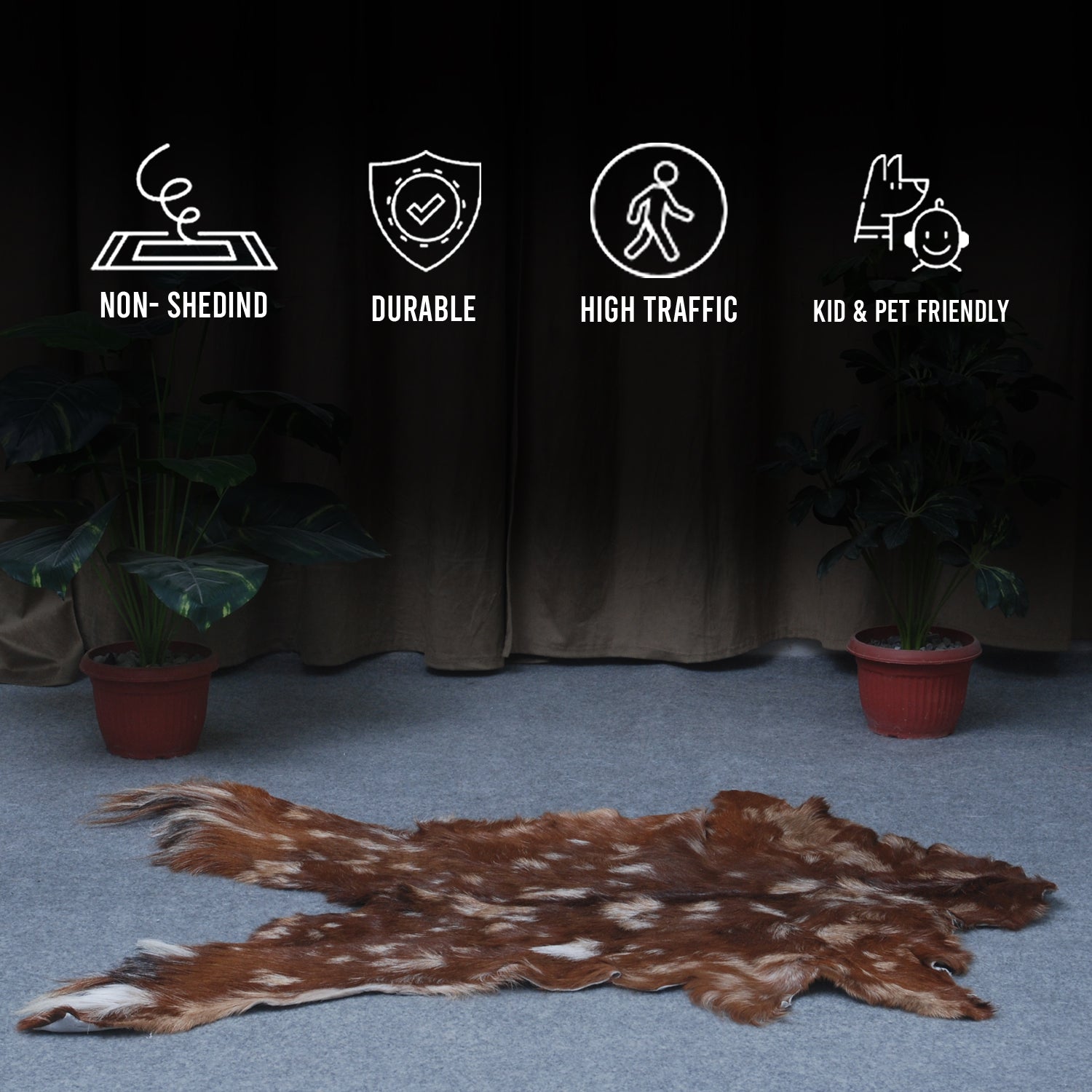 Premium Dark Brown Goat Skin Rug - Durable and Stylish Accent for Any Room