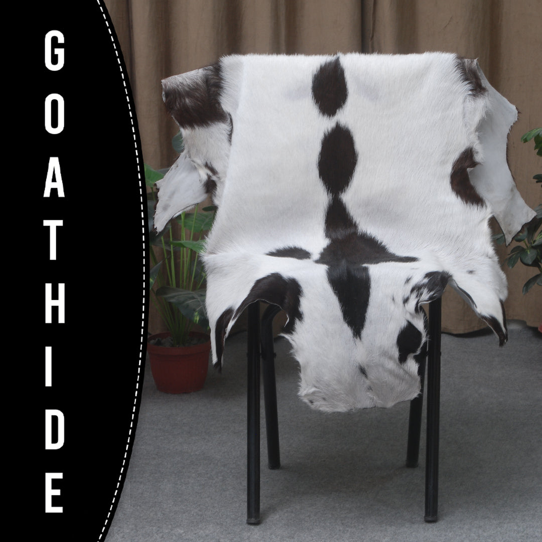 Hair-On Goat Skin Rug - Black and White Design for Unique Living Spaces