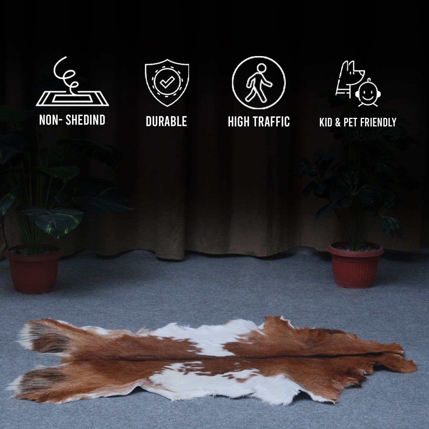 Handcrafted Dark Brown Goat Skin Rug – Authentic Elegance for Your Home