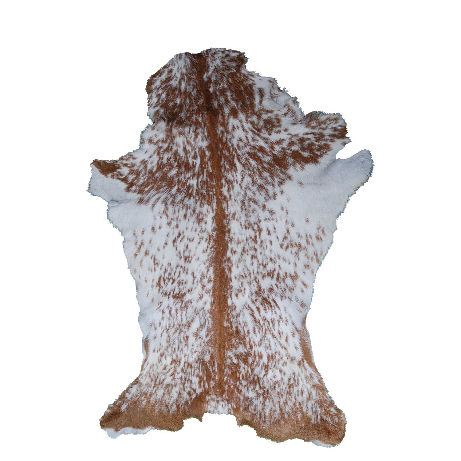 Luxurious Brown and White Goat Hide Rug - Natural Hair-On Leather for Home Styling