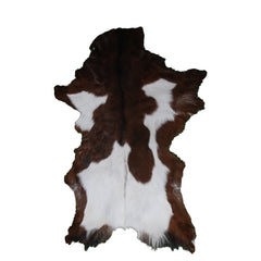 Luxurious Dark Brown Goat Skin Rug - Genuine Hair-On Leather for Elegant Décor