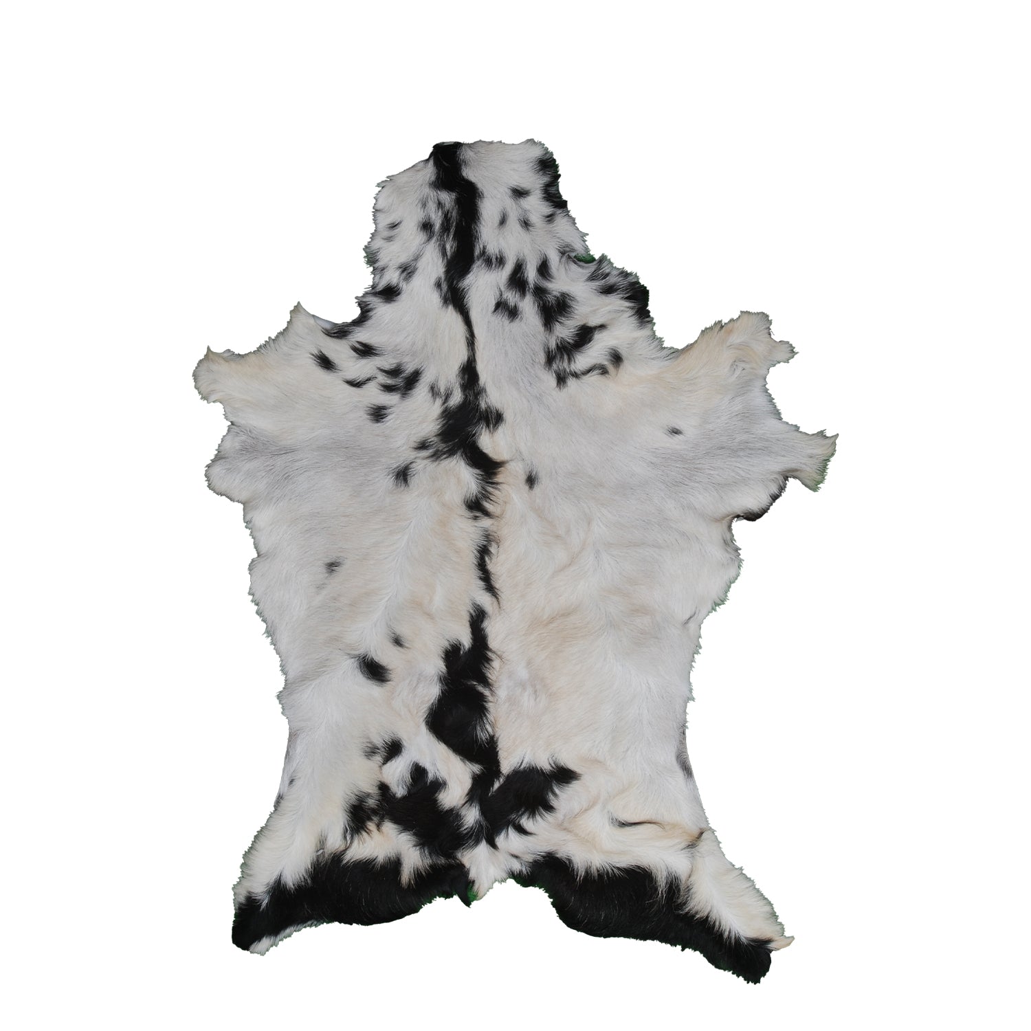Luxurious Black and White Goat Skin Rug - Natural Hair-On Leather for Home Styling