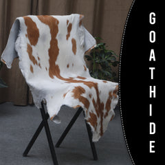 Natural Brown and White Goat Hide Rug - Luxurious Accent for Modern Homes