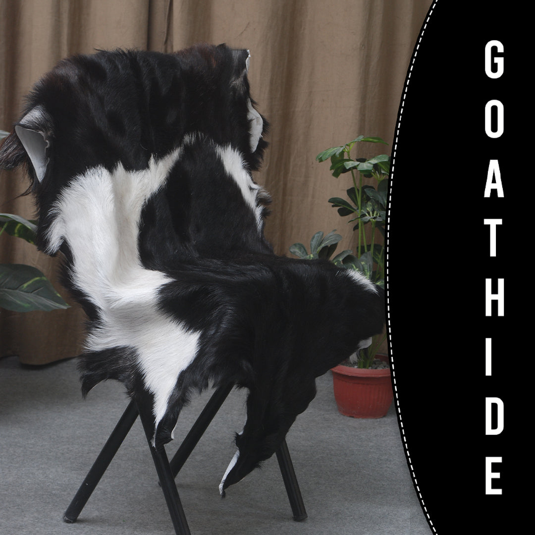 Hair-On Goat Skin Rug - Black and White Design for Unique Living Spaces