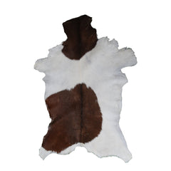 Luxurious Brown and White Goat Hide Rug - Premium Hair-On Goatskin Rug - Sustainable & Eco-Friendly - Handcrafted Elegance