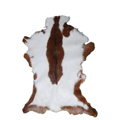 Luxury Brown and White Goat Hide Rug - Premium Hair-on Goatskin Rug - Eco-Friendly and Handcrafted - Hypoallergenic - Non-Slip Suede Back